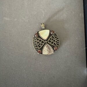 Lia Sophia Gold and Cream Mosaic Pendant